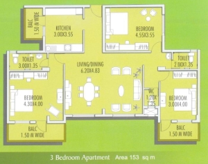 Devashri Garden 3 BHK Floor Plan Type 2