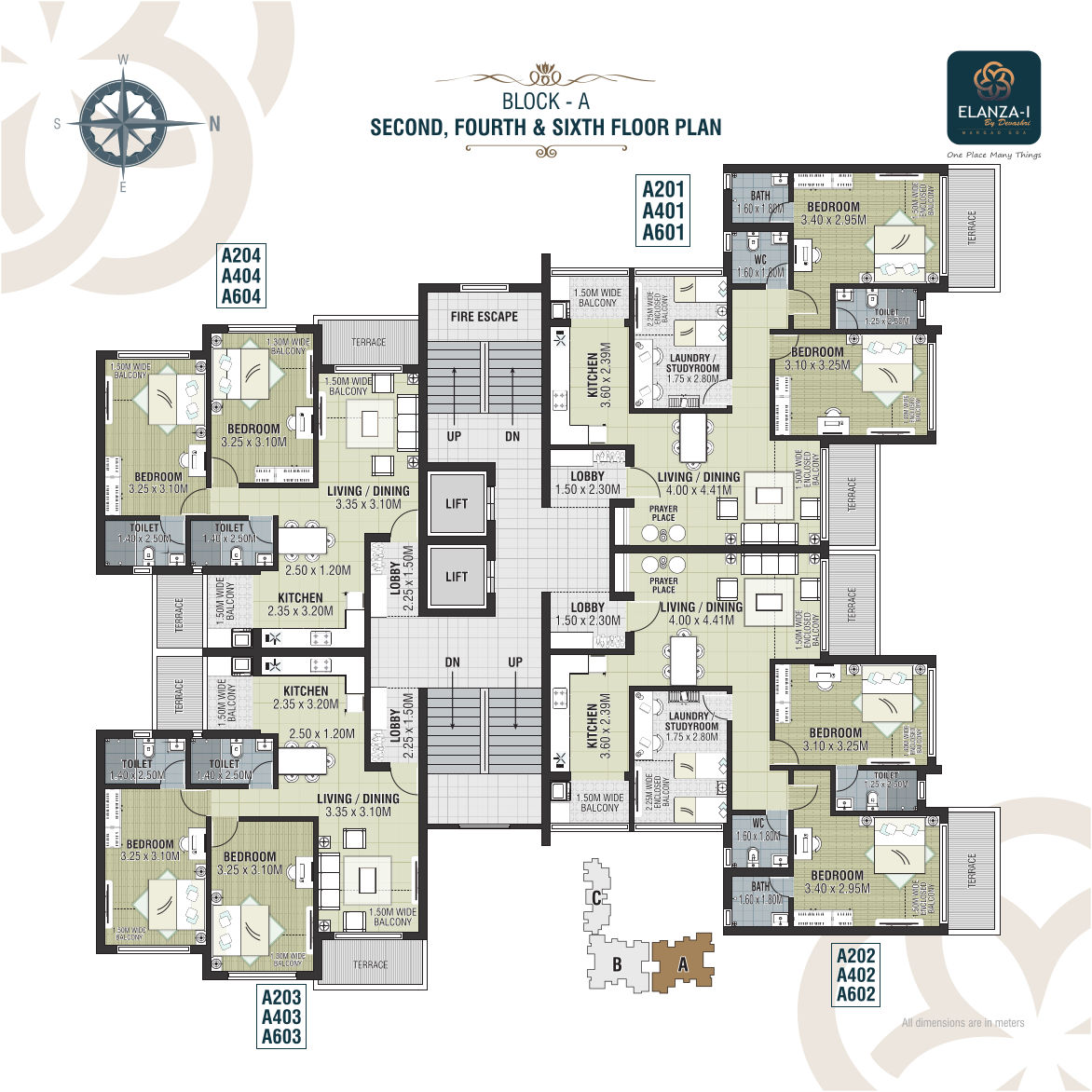 Block A - Second, Fourth and Sixth Floor Plan