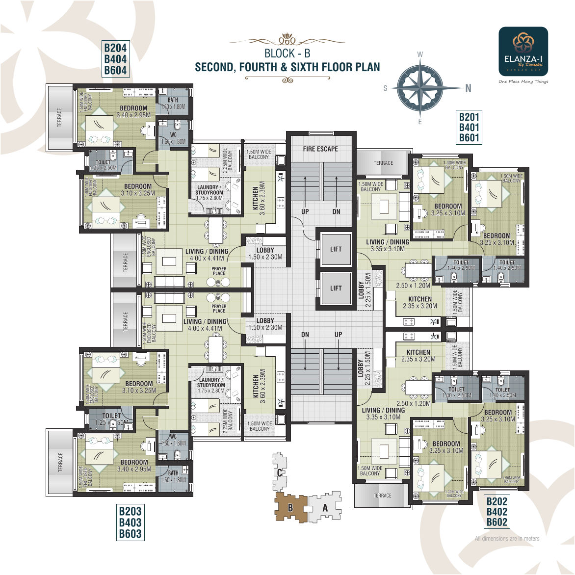 Block B - Second, Fourth and Sixth Floor Plan