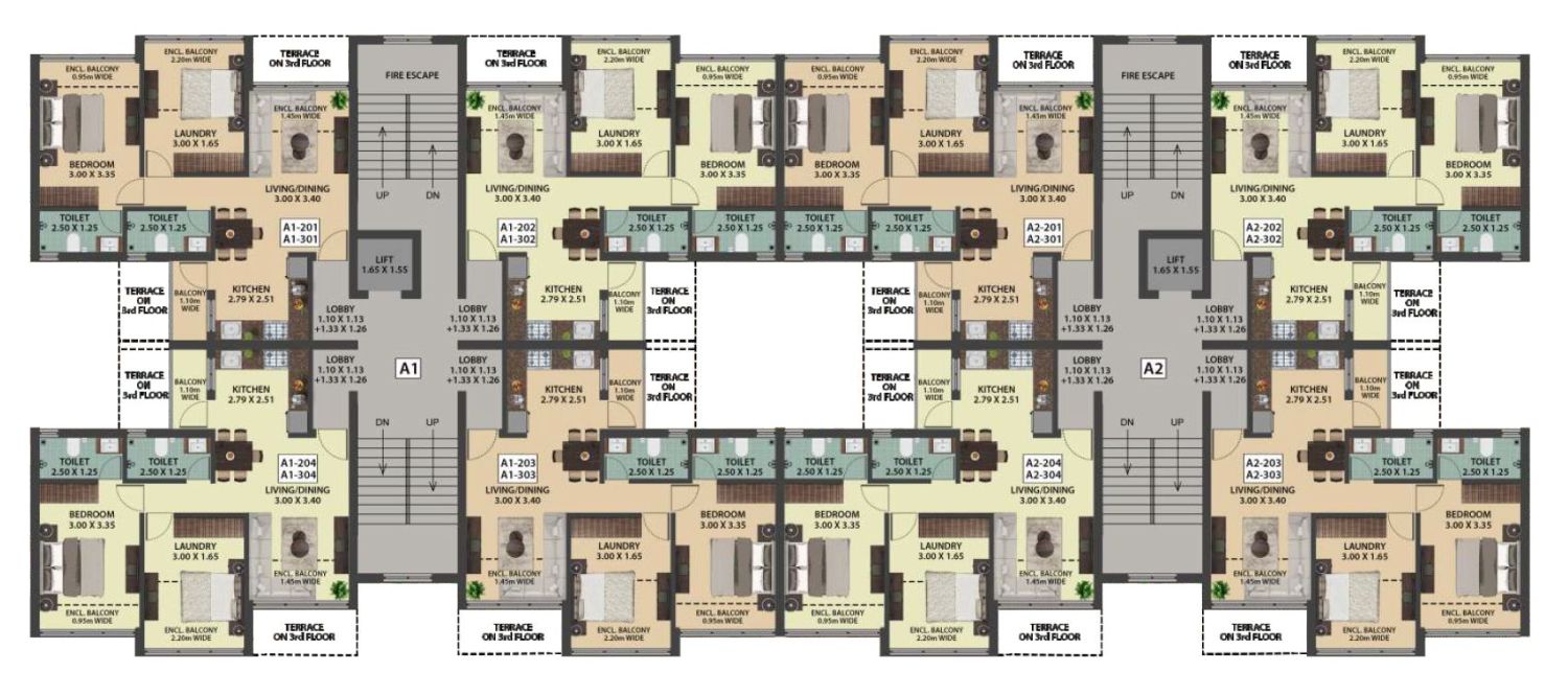 Florenza Block A 2nd and 3rd Floor Plan